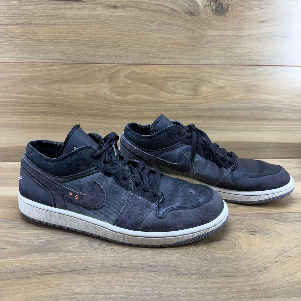 Nike Air Jordan 1 Low Inside Out Sneakers Mens 11.5 Charcoal Gray Black Suede